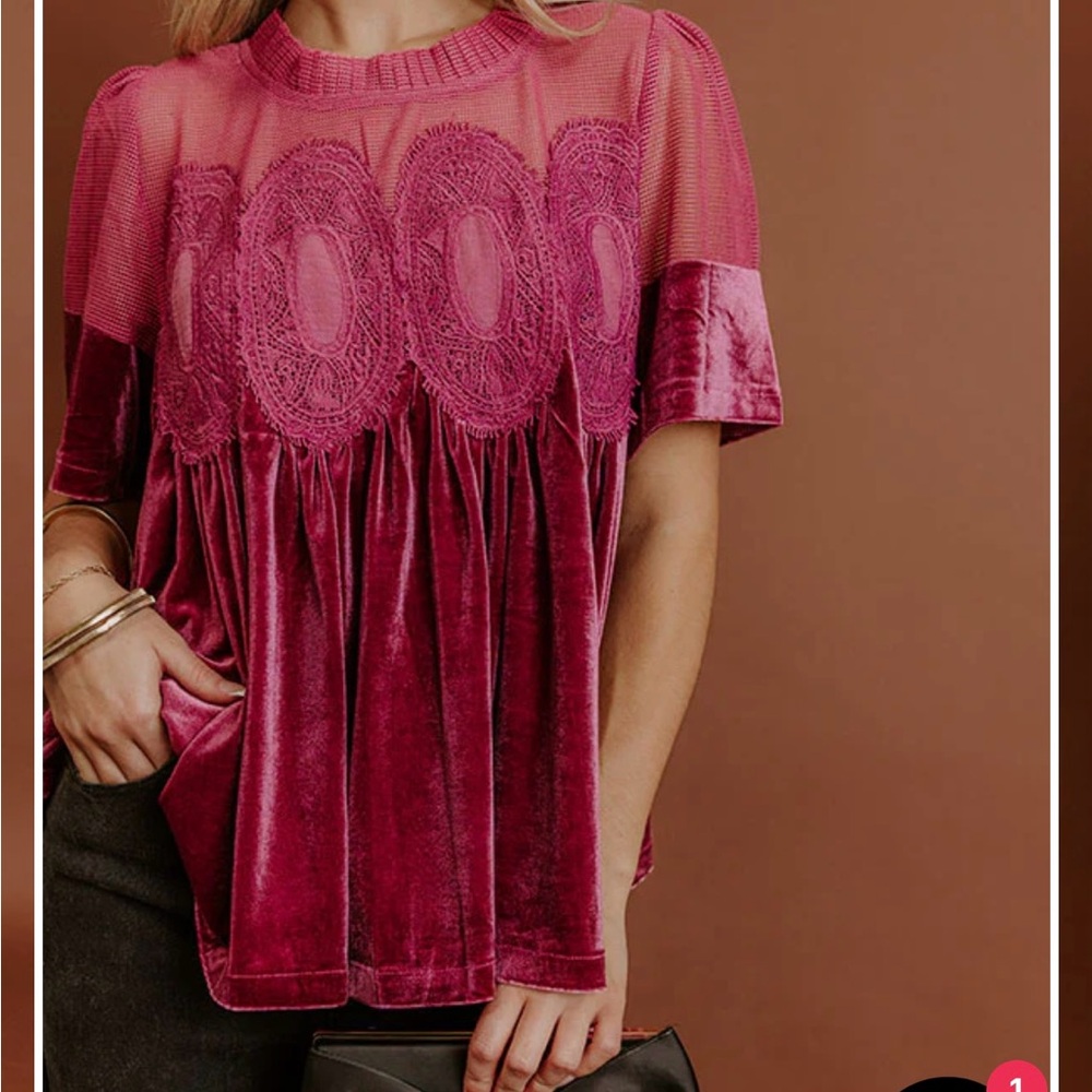 Delicate Haze - Pink Velvet Top - Size Medium